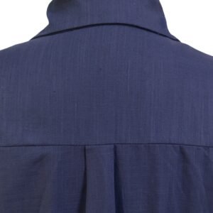 Elegant 3/4 sleeve navy blue shirt with front embroidery styled for casual wear