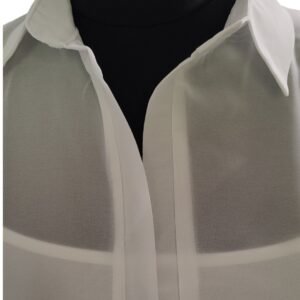 Close-up of ivory to wine red ombre gradient shirt
