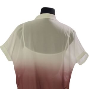 Close-up of ivory to wine red ombre gradient shirt