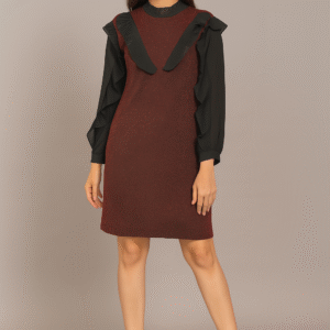 Women Party Wear Dress – Crimson Noir Ruffle Sleeve Shift