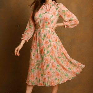Blush Rose Bloom Midi Dress – Elegant Floral Statement Dress