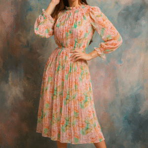 Blush Rose Bloom Midi Dress – Elegant Floral Statement Dress