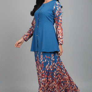 Azure Bloom Women’s Co-ord Dress with Skirt