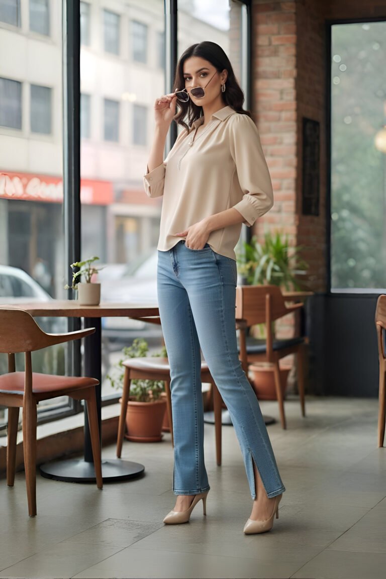 Elegant Beige Collar Top – Stylish Women’s Neutral Top Online