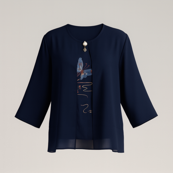 Elegant Navy Blue Designer Top | Premium Party & Office Wear