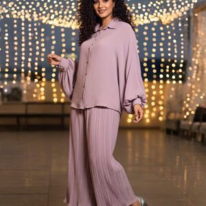 Chic lavender co-ord set dress in premium imported fabric – party and evening style