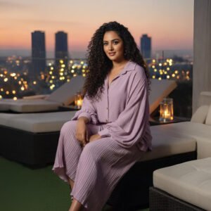 Chic lavender co-ord set dress in premium imported fabric – party and evening style