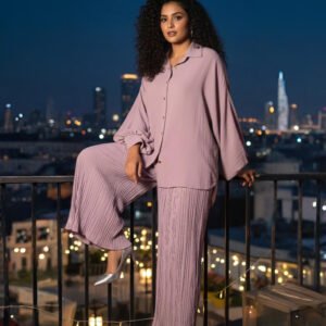 Chic lavender co-ord set dress in premium imported fabric – party and evening style