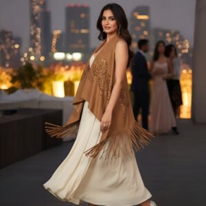 Golden Hour Suede Shrug – Designer Layering Top