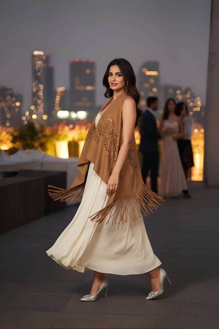 Golden Hour Suede Shrug – Designer Layering Top