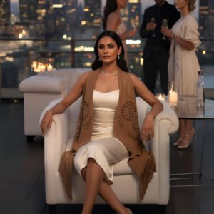 Golden Hour Suede Shrug – Designer Layering Top