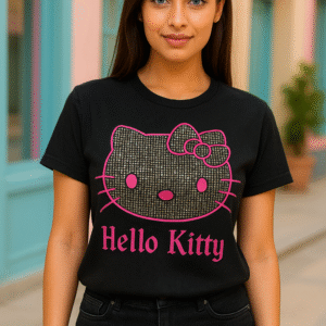 Hello Kitty Black Graphic T-Shirt – Chic Casual Top for Women