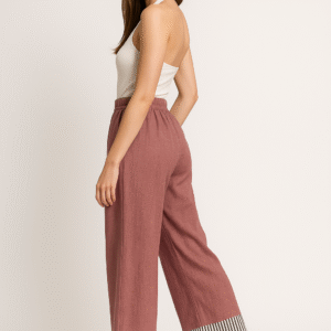 Mauve Palazzo Pants - Striped Hem – Chic Statement Bottom for Women