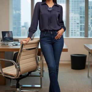 Midnight Bloom Navy Top – Women’s Workwear & Evening Wear