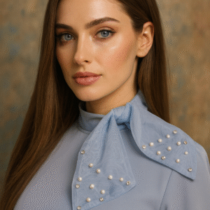 Pearl & Crystal Bow Designer Top – Elegant Evening Wear