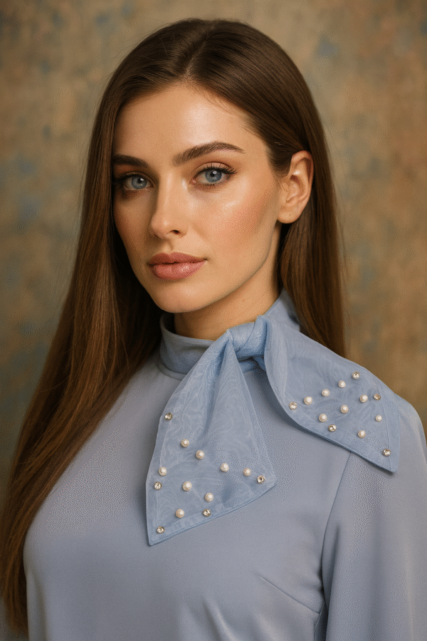Pearl & Crystal Bow Designer Top – Elegant Evening Wear