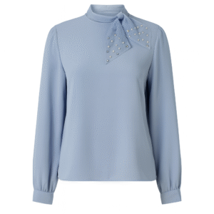 Pearl & Crystal Bow Designer Top – Elegant Evening Wear