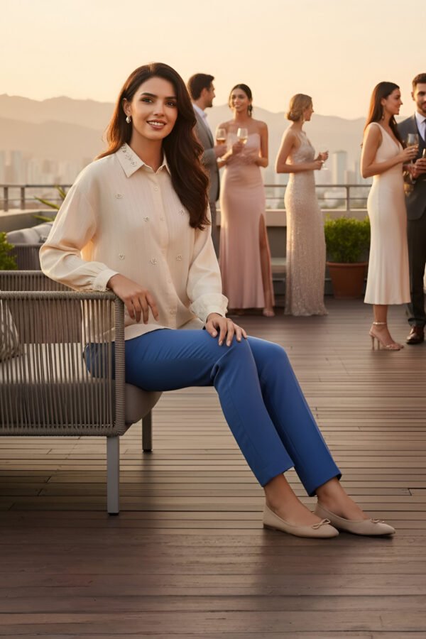 Pearl & Crystal Embellished Designer Party Shirt – Elegant Evening Shirt