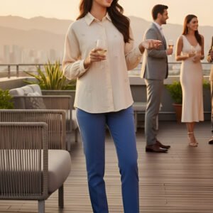 Pearl & Crystal Embellished Designer Party Shirt – Elegant Evening Shirt