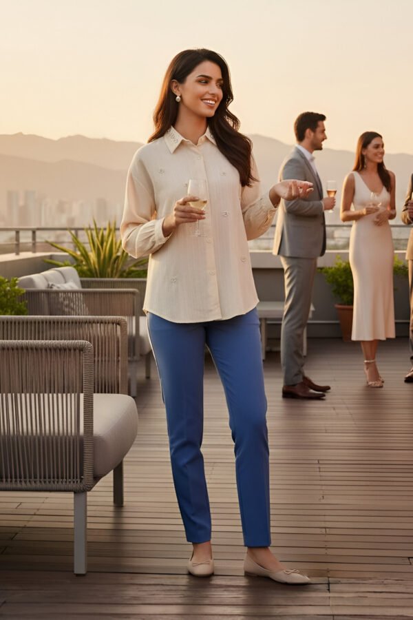 Pearl & Crystal Embellished Designer Party Shirt – Elegant Evening Shirt