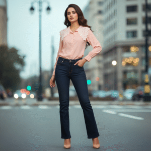 Blush pink lace-collar women’s shirt – premium imported fabric