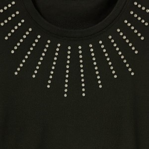 Premium Black Fashion T-Shirt with Crystal Embellishments | Luxury Casual & Party Wear