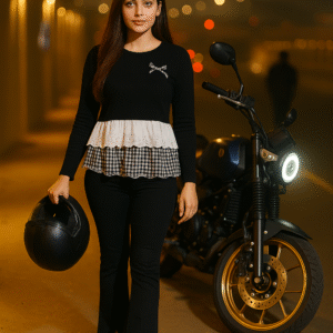 Ribbon Charm Layered Elegance Top – Women’s Casual Chic