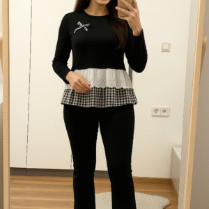 Ribbon Charm Layered Elegance Top – Women’s Casual Chic