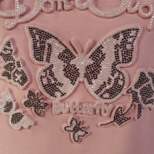 Stylish casual women’s top with glitter butterfly design
