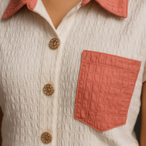 Women’s Convertible Crop Shirt | Designer Short-Sleeve Button Shirt with Side Strings