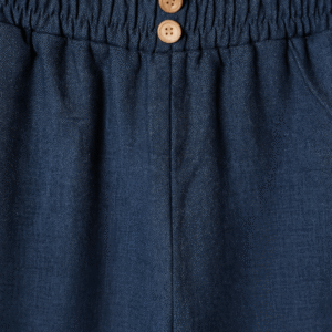 Navy Palazzo Pants - Striped Hem – Elegant Statement Bottom