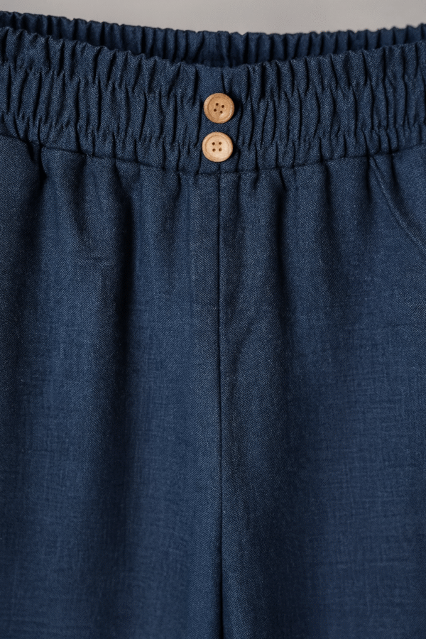 Navy Palazzo Pants - Striped Hem – Elegant Statement Bottom